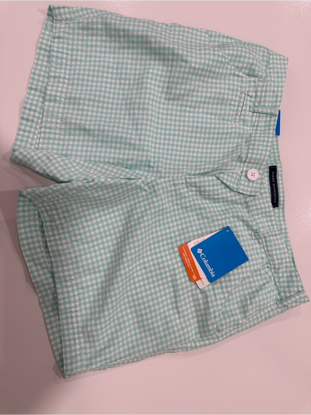 Columbia Mint Green Gingham Shorts